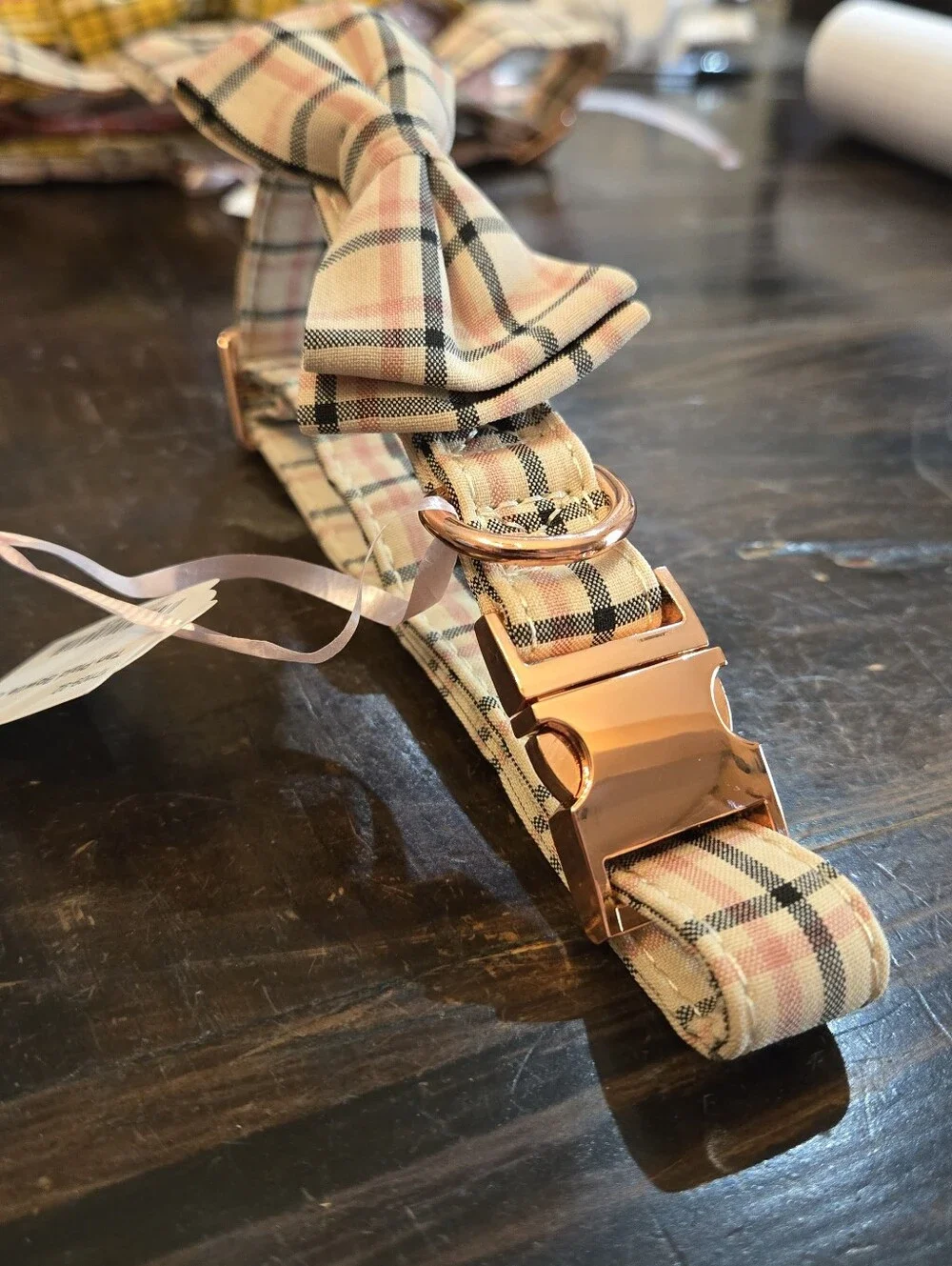 Plaid Bowtie Collar for Dogs - Size Large, Different Colors Available